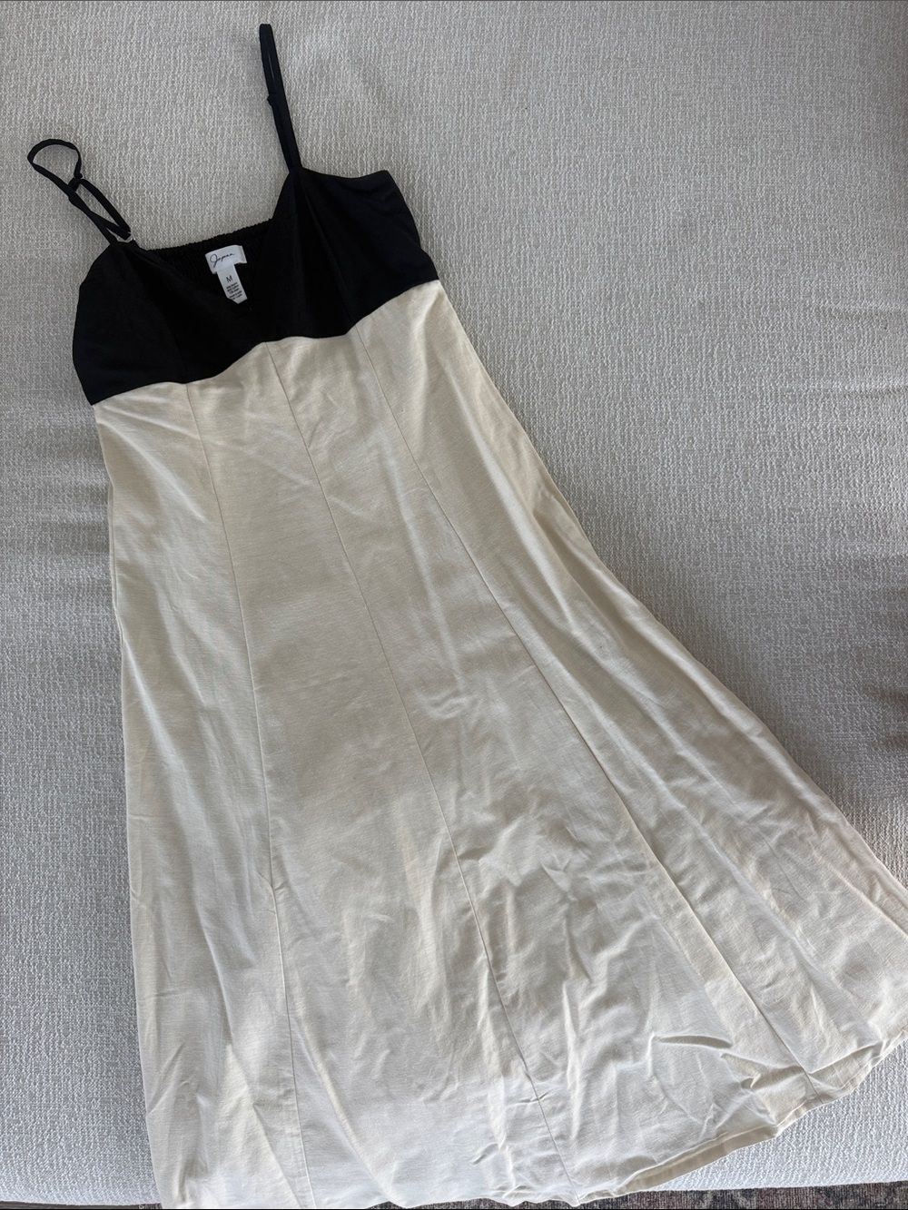 Black and Cream Slip Dress with Adjustable Straps